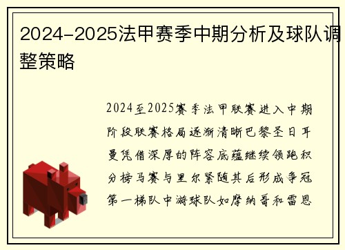 2024-2025法甲赛季中期分析及球队调整策略